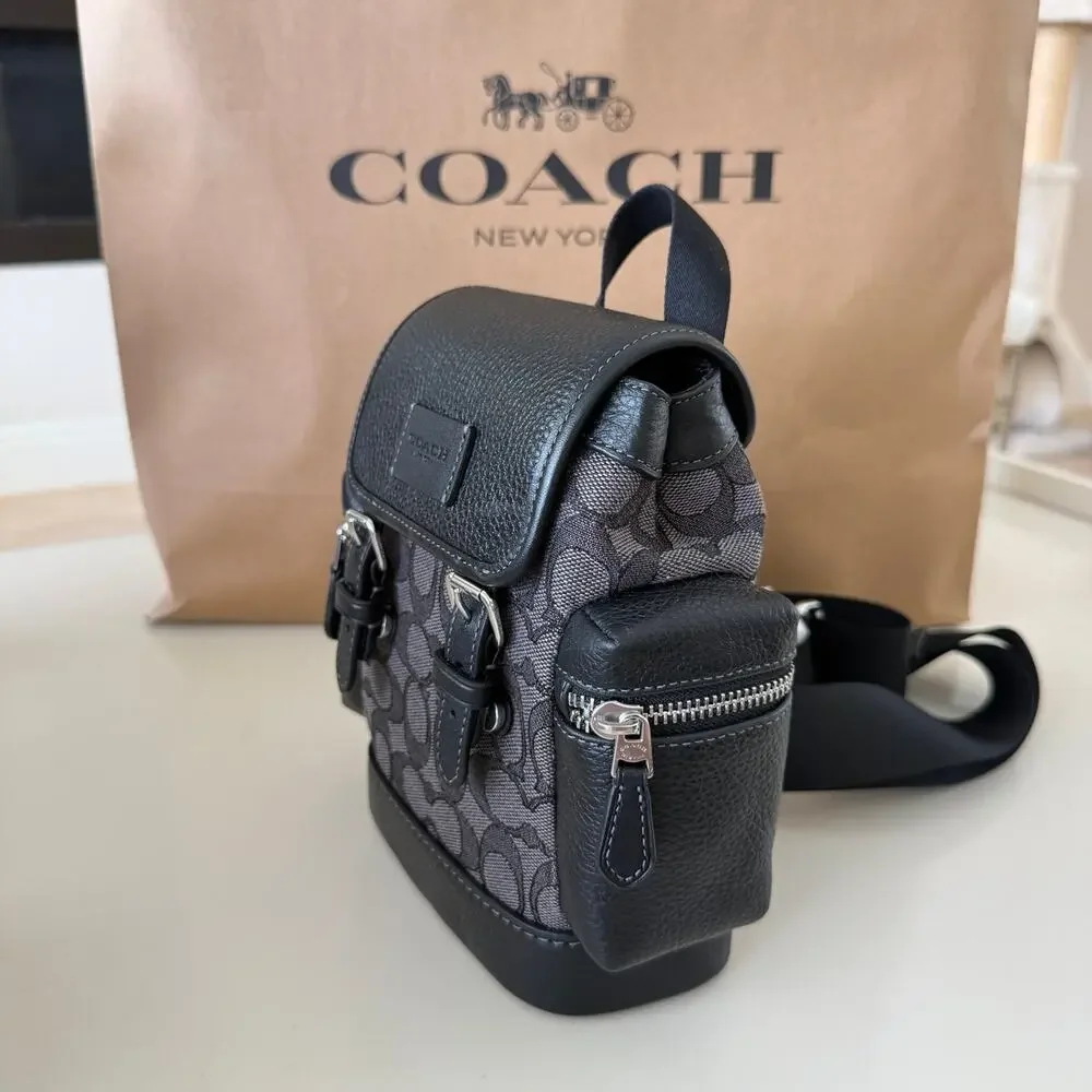 Last 2‼️Coach Sprint Sling Signature Canvas Bag Black Charcoal CBF64